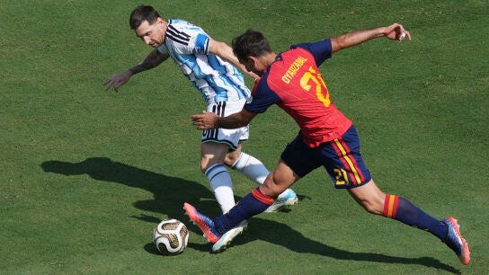 Leo Messi y Mikel Oyarzabal en la final del Mundial. 