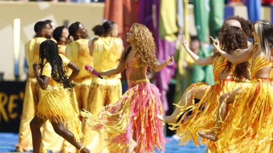 Shakira durante su actuación en la final del Mundial