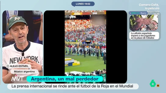 Alejo Stivel, sobre el juego sucio de Argentina en la final: "Espero que a Paredes lo suspendan seis meses sin jugar" Alejo Stivel explica cómo vivió el España-Argentina de la final del Mundial con sentimientos encontrados y critica duramente el mal juego de la albiceleste y las actitudes antideportivas de sus jugadores al terminar el partido.
