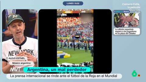 Alejo Stivel explica c&oacute;mo vivi&oacute; el Espa&ntilde;a-Argentina de la final del Mundial con sentimientos encontrados y critica duramente el mal juego de la albiceleste y las actitudes antideportivas de sus jugadores al terminar el partido.