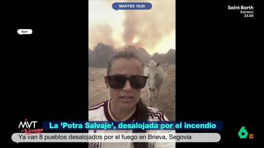 M&aacute;s Vale Tarde visita con Isabel Aai&uacute;n, la cantante de la 'Potra salvaje', la zona del incendio de Brieva que le oblig&oacute; a desalojar su finca y salir con sus caballos, viviendo momentos de aut&eacute;ntica tensi&oacute;n.
