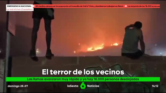 El impactante v&iacute;deo de un vecino del incendio de La Vall d'Uix&oacute; (Castell&oacute;n): "Estamos otra vez jodidos por el tema del aire"