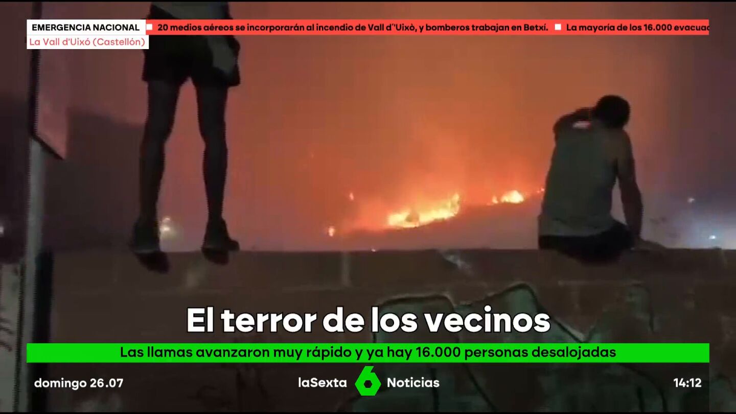 El impactante v&iacute;deo de un vecino del incendio de La Vall d'Uix&oacute; (Castell&oacute;n): "Estamos otra vez jodidos por el tema del aire"