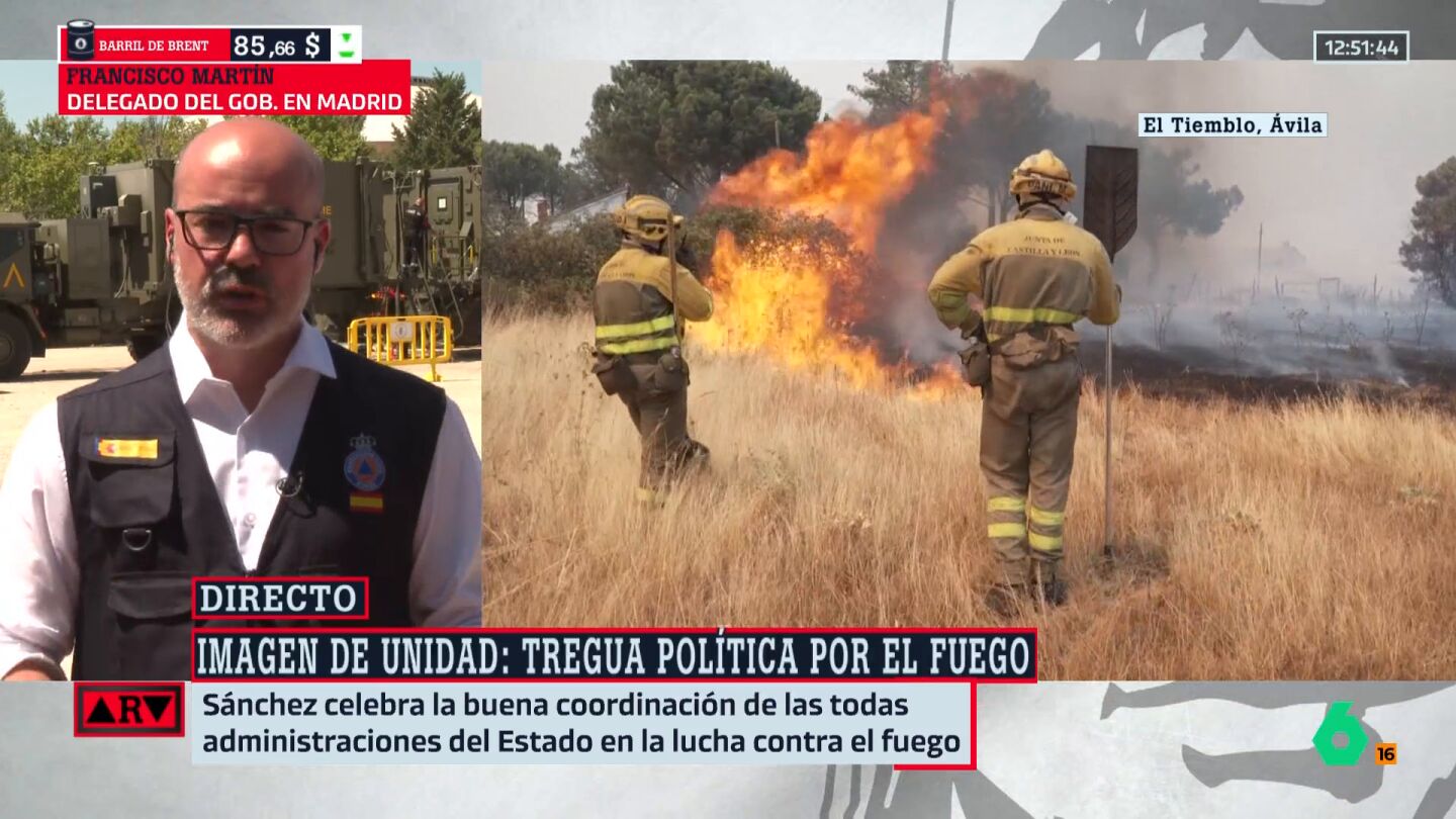 Un incendio "de una magnitud desconocida" y "descomunal": el delegado del Gobierno en Madrid explica la importancia de atajar el fuego antes del mi&eacute;rcoles