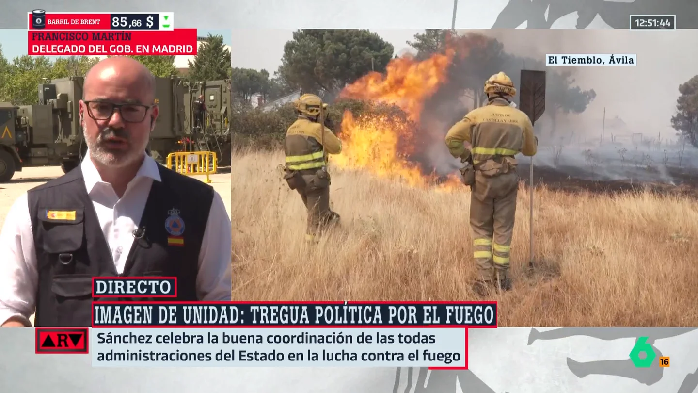 Un incendio "de una magnitud desconocida" y "descomunal": el delegado del Gobierno en Madrid explica la importancia de atajar el fuego antes del miércoles Un incendio "de una magnitud desconocida" y "descomunal": el delegado del Gobierno en Madrid explica la importancia de atajar el fuego antes del miércoles