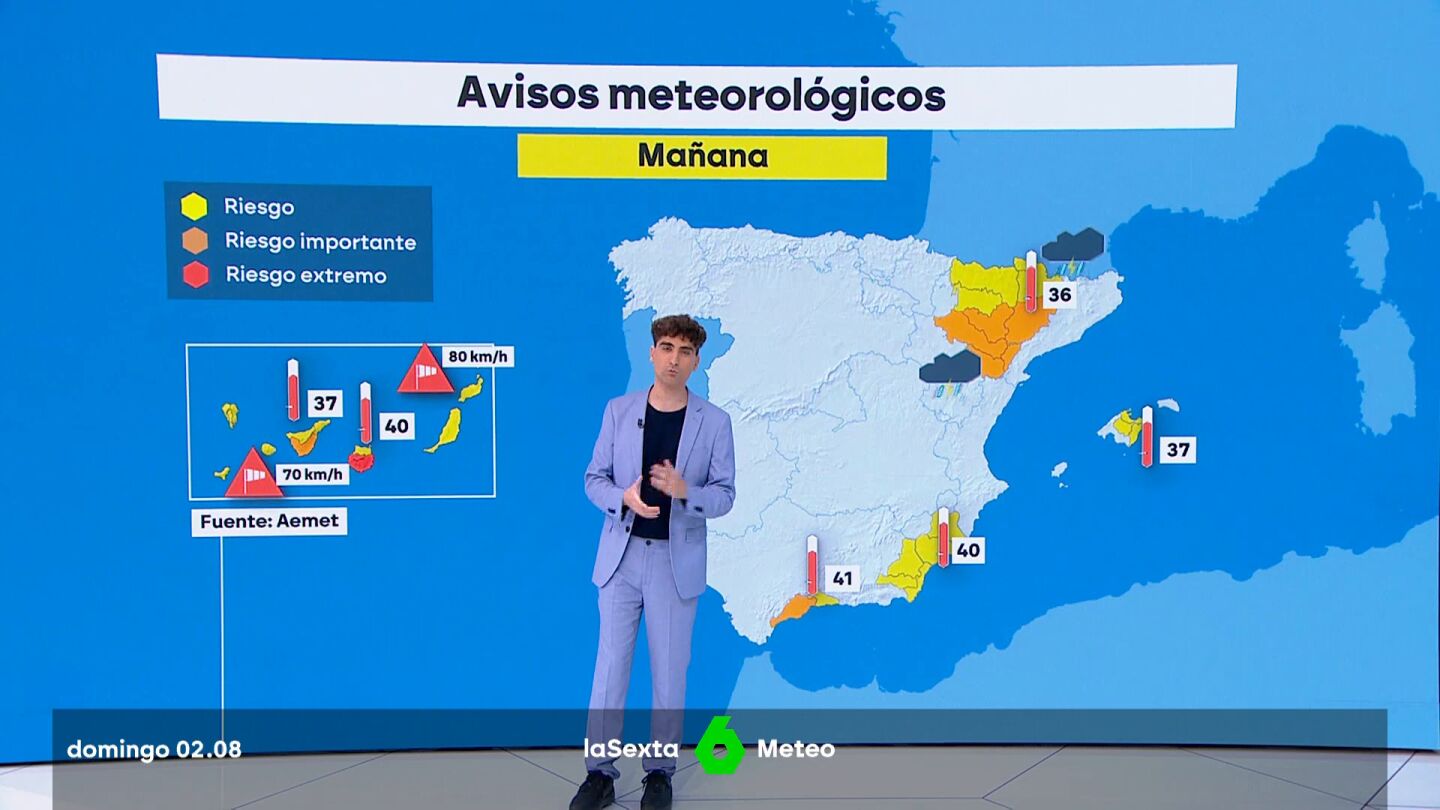 La Aemet activa alertas por tormenta y calor extremo en seis comunidades: Gran Canarias en aviso rojo por altas temperaturas
