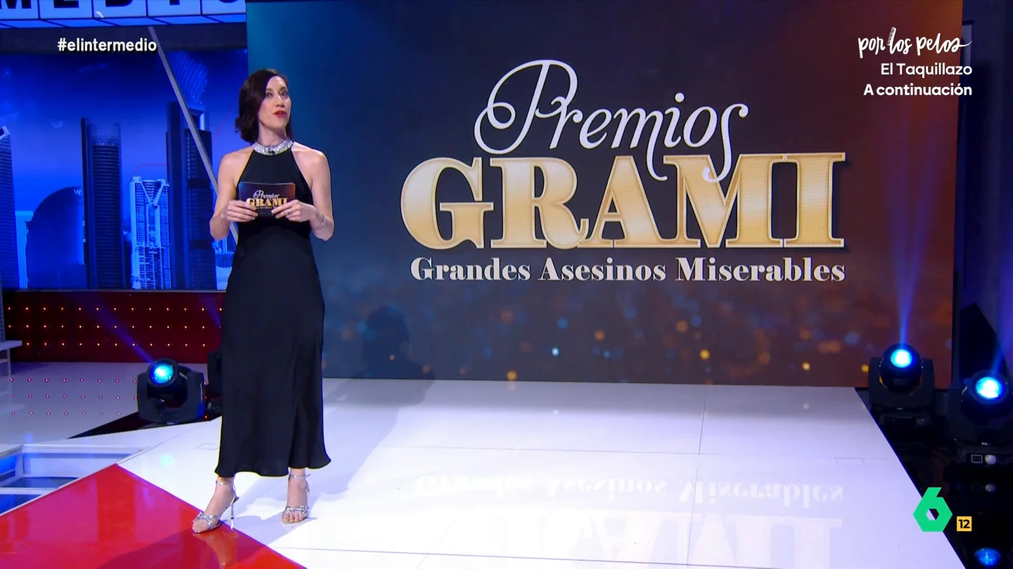 Cristina Gallego desvela quién es el "primer y único judio que se compara con Hitler con orgullo" El Intermedio entregaba los Premios GRAMI a los "grandes asesinos miserables", un galardón, presentado por Cristina Gallego, en el que los premiados "no firman autógrafos, solo sentencias de muerte".