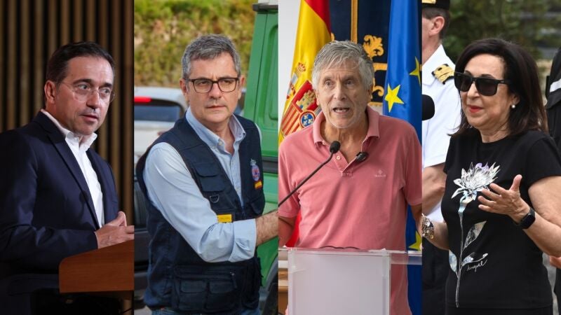 De izquierda a derecha: Albares, Bola&ntilde;os, Marlaska y Robles