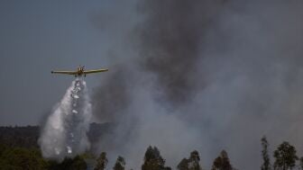 Una aeronave del Infoca combate el incendio forestal declarado en la localidad onubense de Niebla. A 7 de agosto de 2028 en Niebla, Huelva (Andaluc&iacute;a, Espa&ntilde;a). El Plan de Emergencias por Incendios Forestales de Andaluc&iacute;a (Plan Infoca) ha aumentado de 80 a 150 los efectivos que trabajan por tierra este viernes para contener el incendio forestal declarado el jueves por la tarde en el paraje Raboconejo de Niebla (Huelva), que contin&uacute;a en fase de emergencia, situaci&oacute;n operativa 1, y que ha obliga...