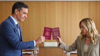 Pedro S&aacute;nchez y Giorgia Meloni. 