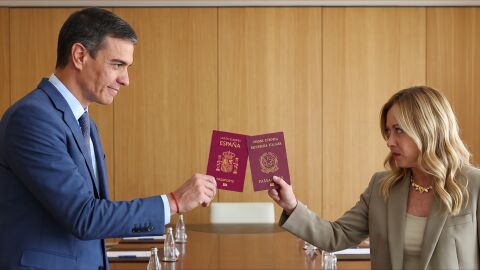 Pedro S&aacute;nchez y Giorgia Meloni. 