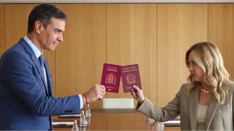 Pedro Sánchez y Giorgia Meloni. Pedro Sánchez y Giorgia Meloni.