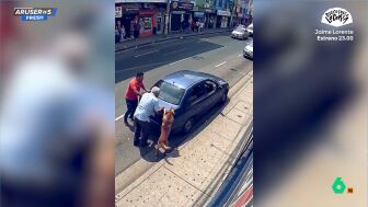 El curioso v&iacute;deo viral del perro que ayuda a empujar un coche averiado por la carretera