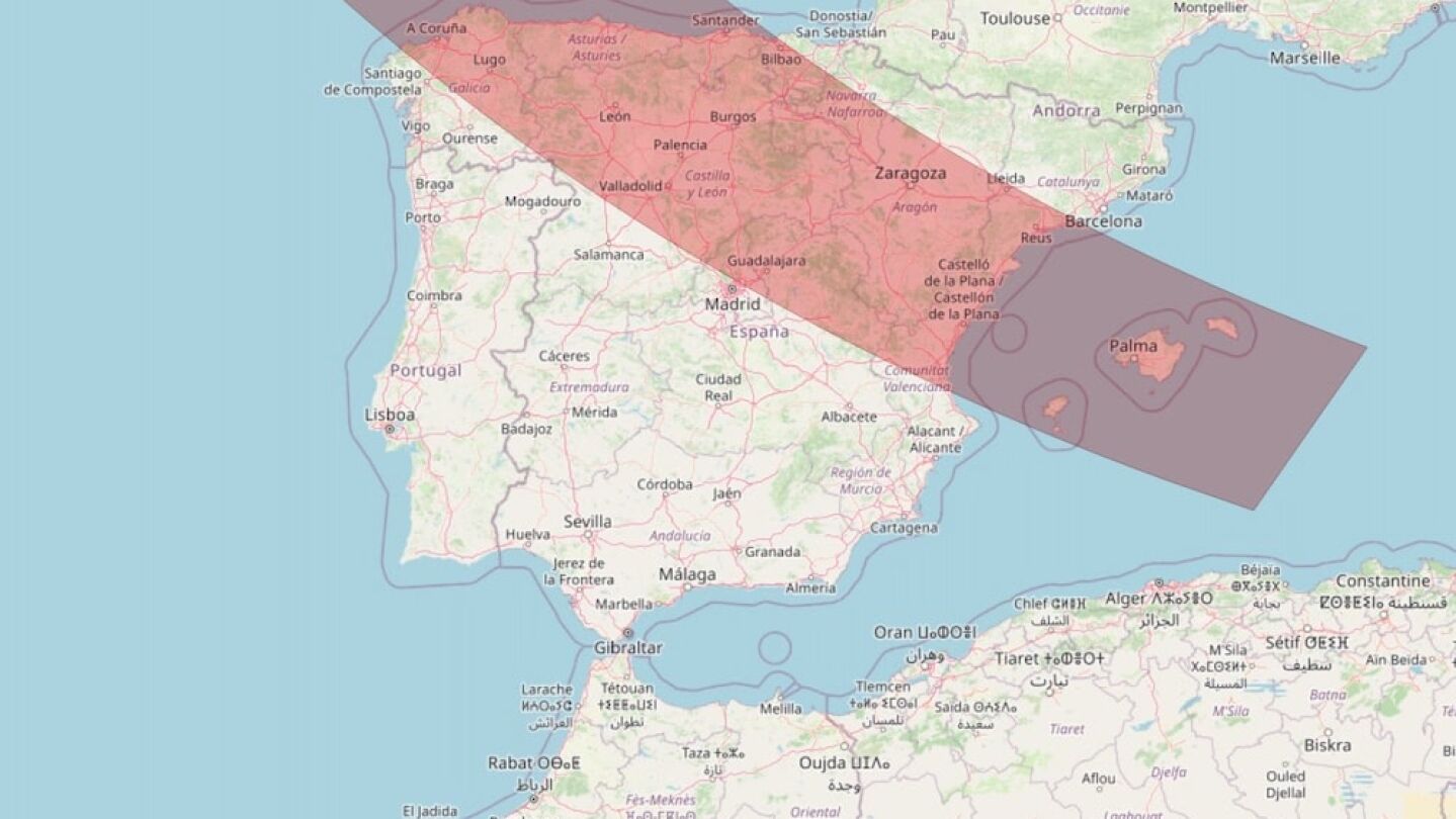 Franka de totalidad del eclipse solar visible en España el 12 de agosto de 2026