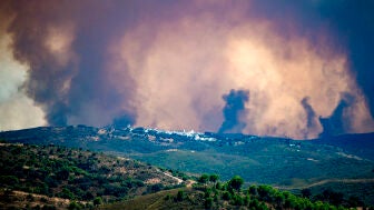 Vista del incendio de Niebla (Huelva)