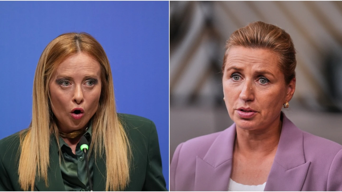 La primera ministra italiana, Giorgia Meloni, y su homóloga danesa, Mette Frederiksen La primera ministra italiana, Giorgia Meloni, y su homóloga danesa, Mette Frederiksen