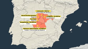 Madrid, asediada por el fuego: el incendio de Segovia amenaza el norte de la comunidad y el parque nacional de la Sierra Guadarrama