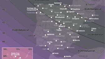 Infograf&iacute;a con visibilidad del eclipse en Espa&ntilde;a el 12 de agosto de 2026.
