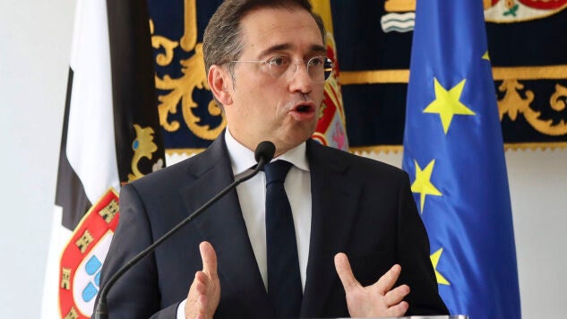 El ministro de Asuntos Exteriores, Uni&oacute;n Europea y Cooperaci&oacute;n, Jos&eacute; Manuel Albares, durante su comparecencia ante los medios tras reunirse con el presidente de Ceuta