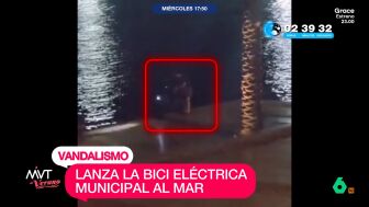 El pol&eacute;mico v&iacute;deo de un hombre que lanza una bicicleta el&eacute;ctrica al mar en el puerto de Cartagena