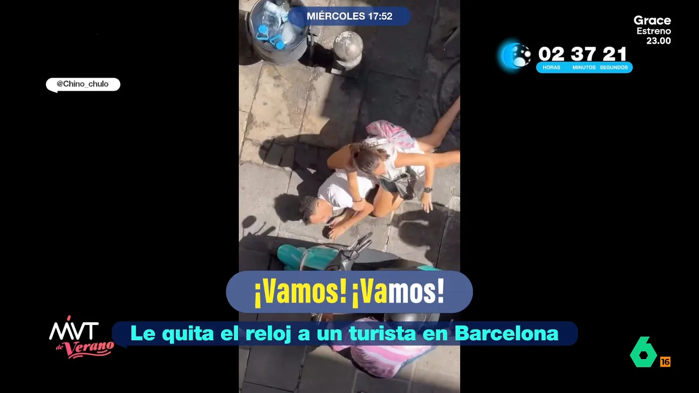 El momento en el que detienen a un ladrón tras robar un reloj de 350.000 euros a un turista delante de un policía de la secreta en Barcelona El momento en el que detienen a un ladrón tras robar un reloj de 350.000 euros a un turista delante de un policía de la secreta en Barcelona