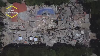 Edificios reducidos a escombros y destrucci&oacute;n total en Cali (Colombia)