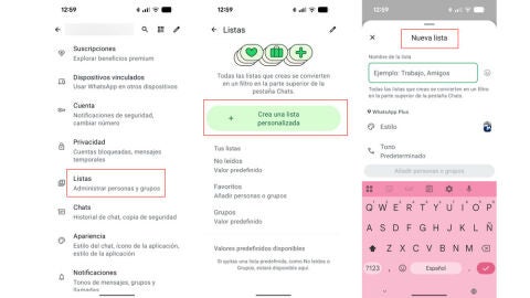 Organizando los contactos en listas personalizadas