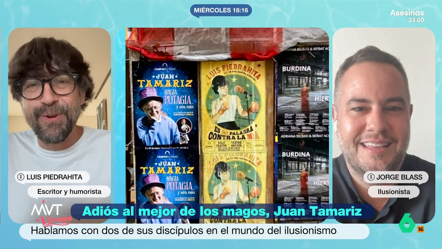 Luis Piedrahita y Jorge Blas recuerdan a Juan Tamariz: "Cada vez que sacaba una baraja de cartas el mundo era un lugar mejor" "Probablemente dentro de cinco años un mago coreano abra un libro coreano de Juan Tamariz y aprenda algo genial", comenta Jorge Blas, que junto a Luis Piedrahita recuerdan la influencia y el legado de Juan Tamariz, uno de los últimos grandes maestros de la magia a nivel mundial.