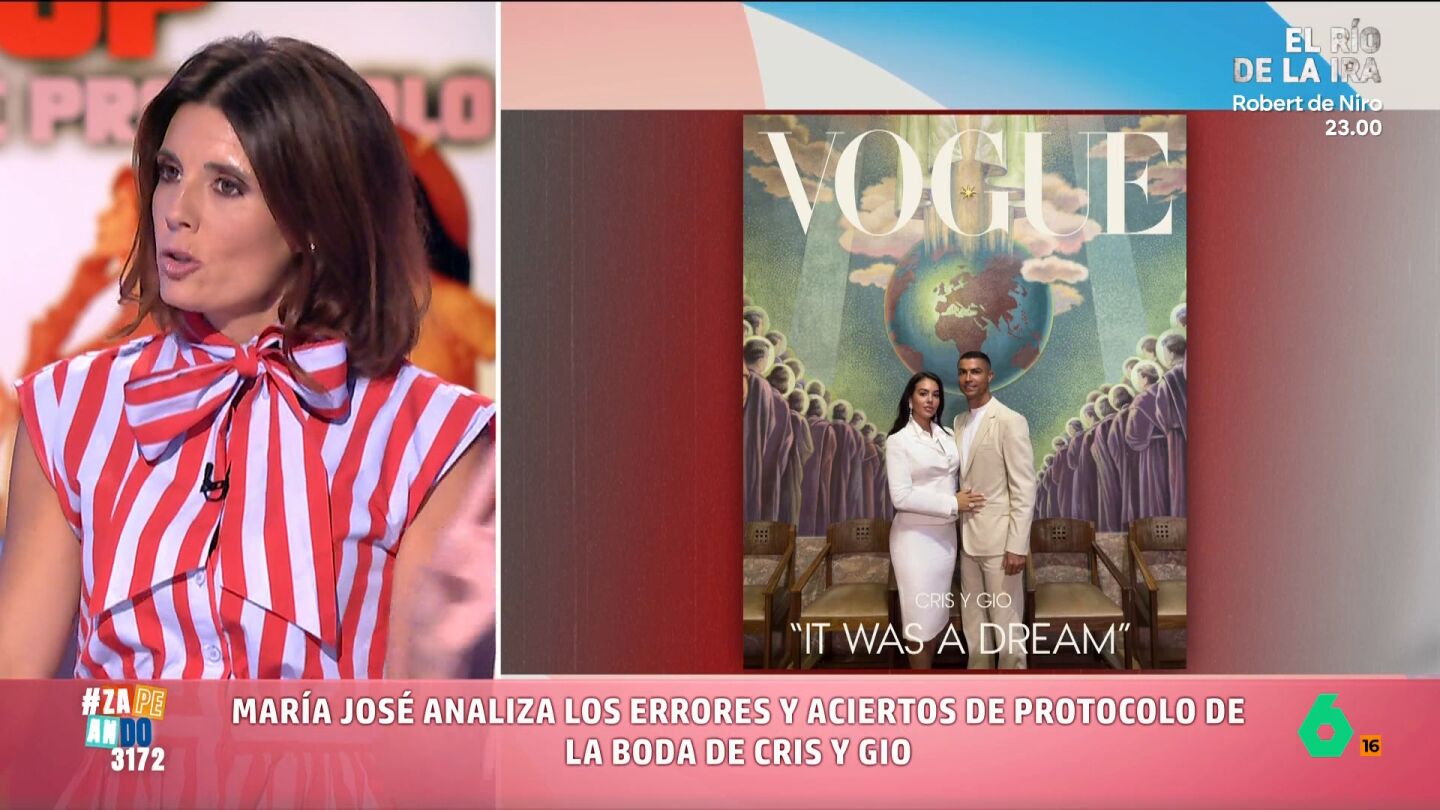 Mar&iacute;a Jos&eacute; G&oacute;mez y Verd&uacute;, experta en protocolo, dicta sentencia sobre el estilismo de Cristiano Ronaldo y Georgina y destaca la combinaci&oacute;n entre sencillez y joyas valoradas en 50 millones de d&oacute;lares.
