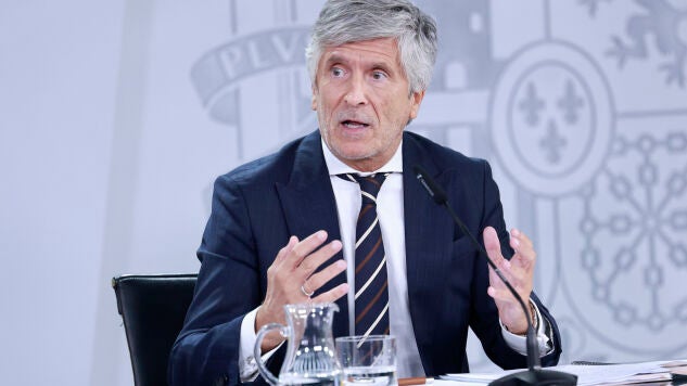 El ministro de Interior, Fernando Grande-Marlaska, durante la rueda de prensa convocada tras la reuni&oacute;n del Consejo de Ministros este martes