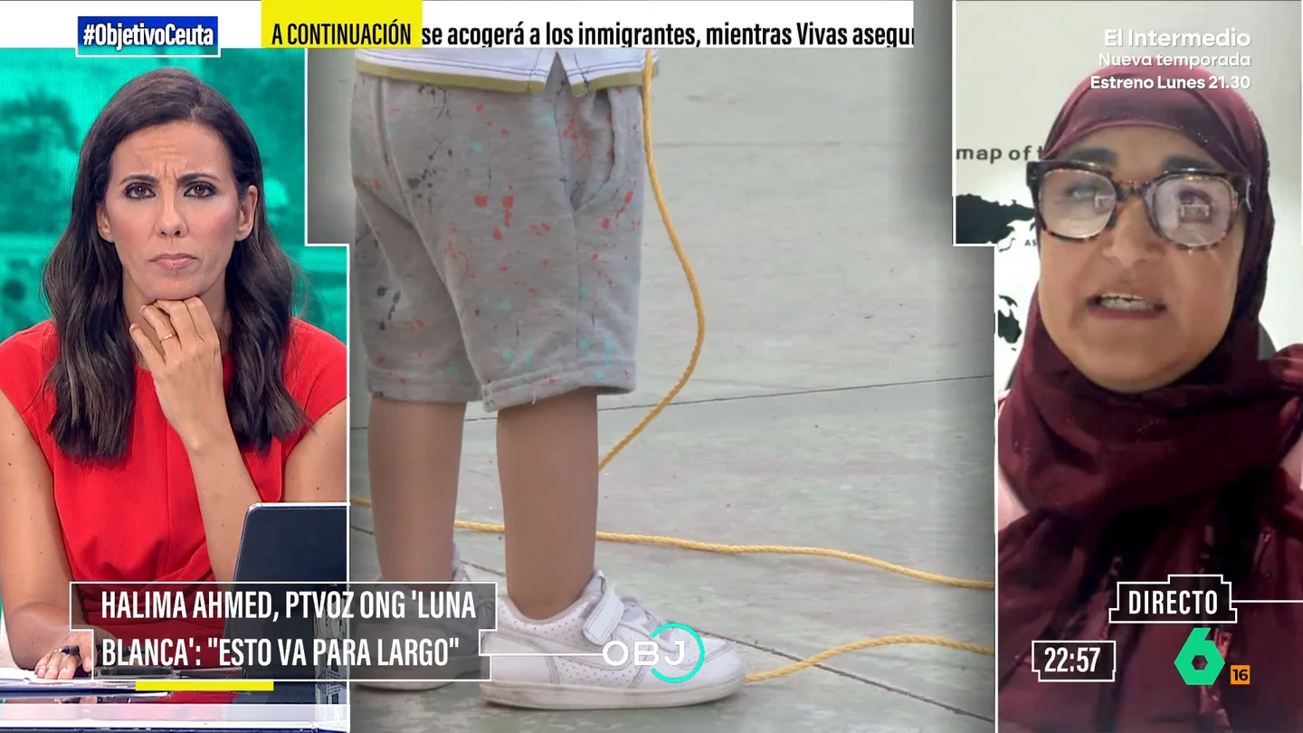 Halima Hamed, de la ONG Luna Blanca, cree que la situación en Ceuta "va para largo" "Todos estamos cansados y queremos volver a la normalidad, pero la situación que vive Ceuta es insostenible y supera con creces su capacidad de absorción, pero todo esto no rivaliza para nada con la humanidad", defiende la portavoz de la ONG Luna Blanca.