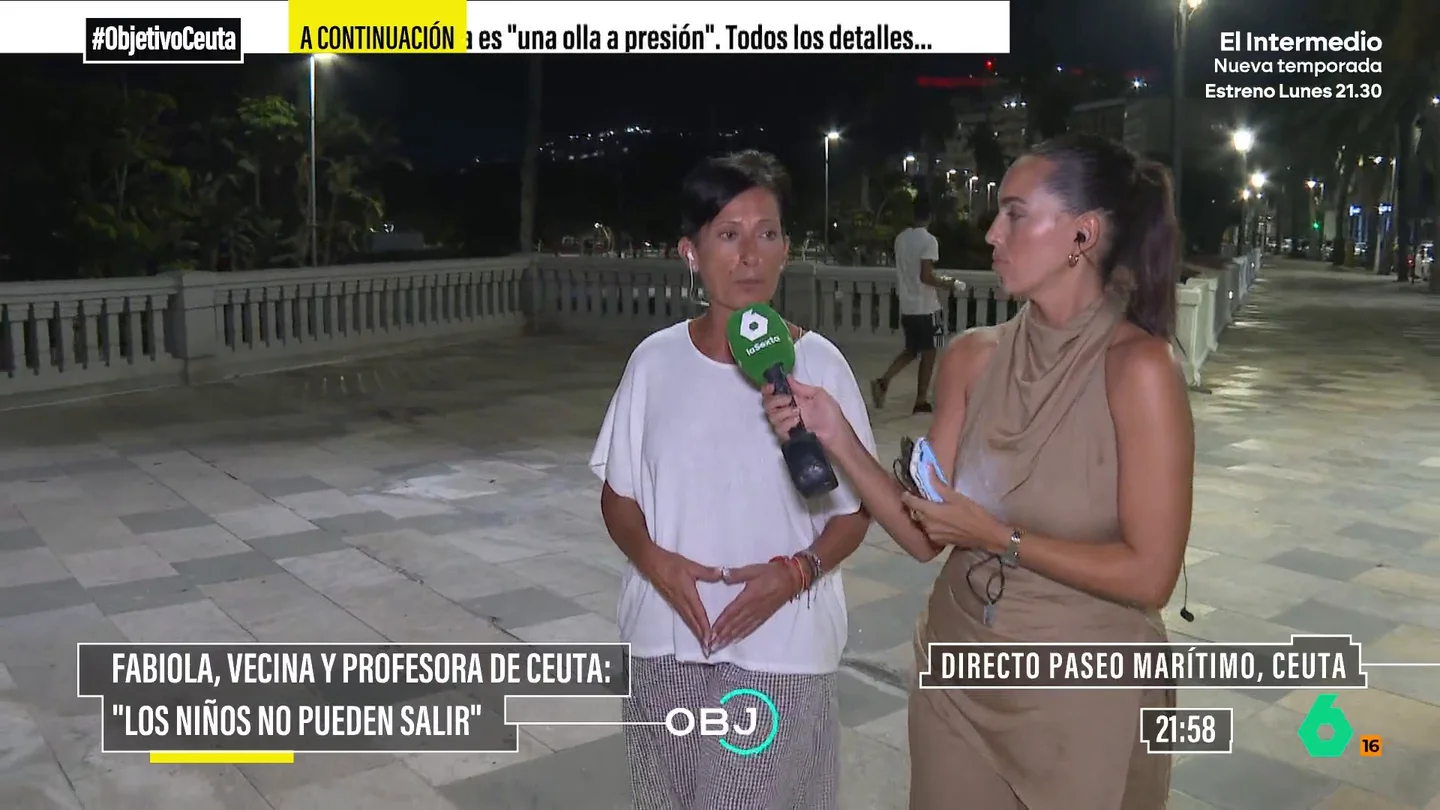 Una profesora ceutí denuncia la sensación de inseguridad en Ceuta: "A mi hija el fin de semana que puede la saco de Ceuta" Marina Valdés entrevista a Fabiola, una profesora ceutí, que expresa su sensación de abandono e inseguridad. Asegura que "los niños de Ceuta llevan un mes sin salir" y que ella misma ha comprado a su hija un spray de pimienta.