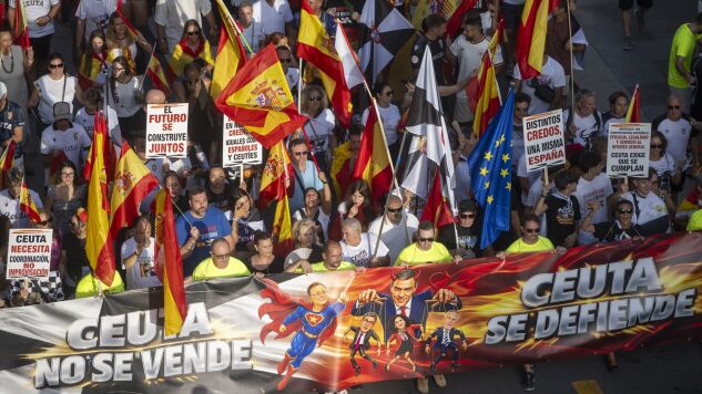Cabecera de la manifestaci&oacute;n de Ceuta