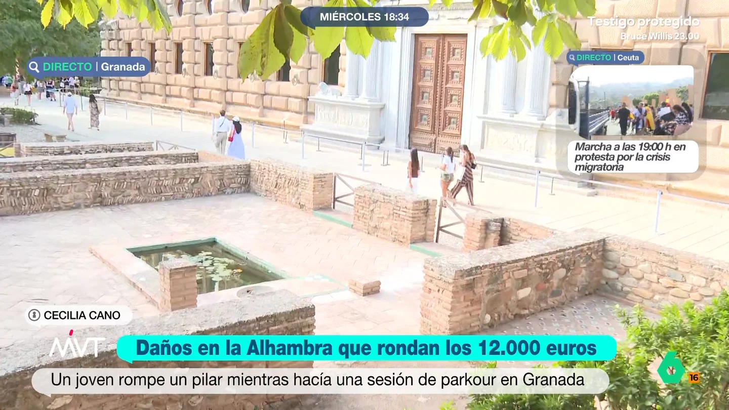 Destrozan un pilar de la Alhambra haciendo parkour: la rotura está valorada en 12.000 euros Un grupo de jóvenes decidió utilizar uno de los enclaves de este importante monumento granadino para llevar a cabo esta actividad, provocando un importante daño.