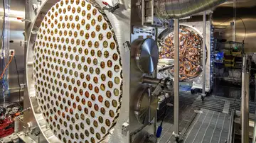 Tubos fotomultiplicadores que el equipo LZ emplea para capturar la luz generada por las interacciones de las partículas Tubos fotomultiplicadores que el equipo LZ emplea para capturar la luz generada por las interacciones de las partículas