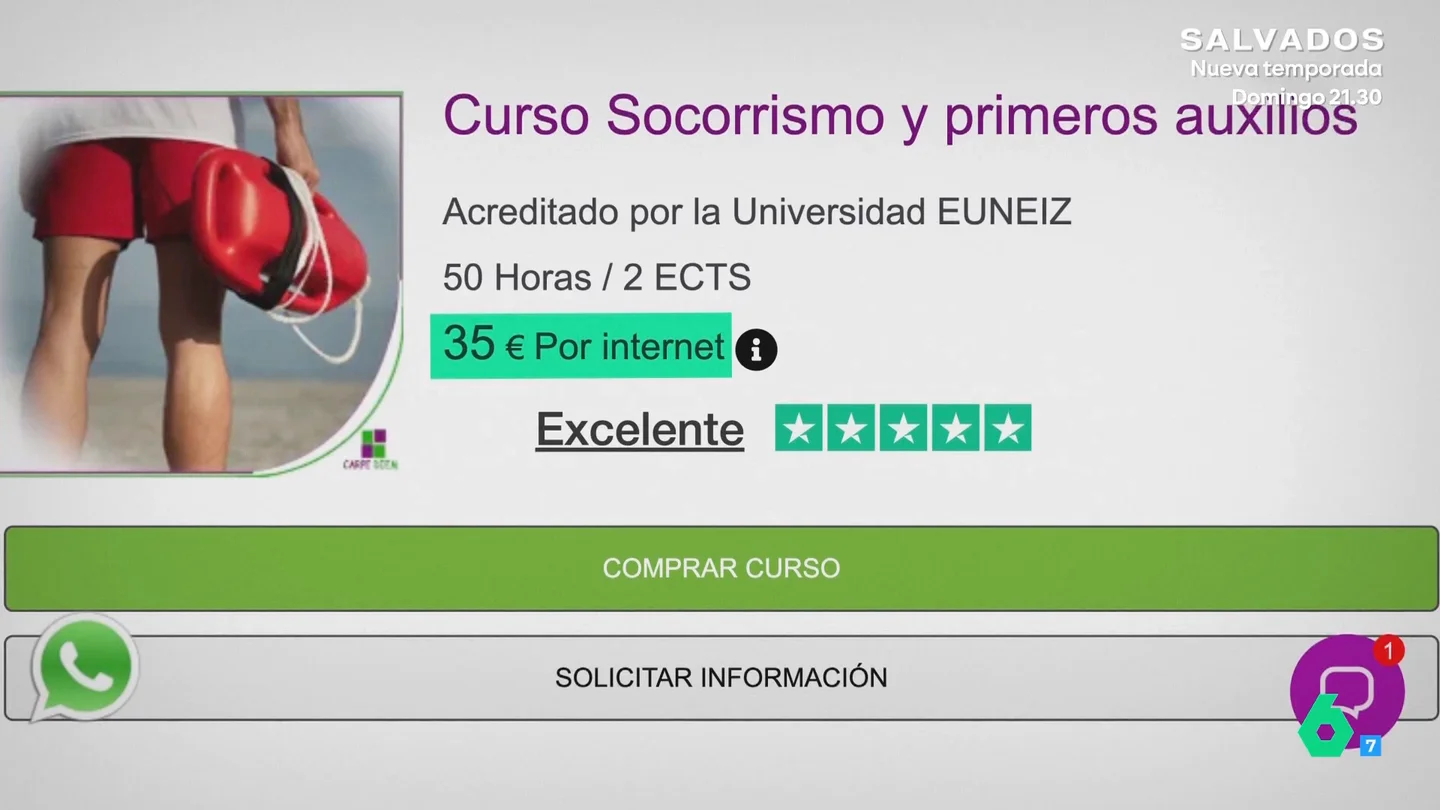 Cursos online de socorrismo... sin tocar una piscina: "Es como si a un conductor de autobús le dejaran conducirlo sin una práctica" Equipo de Investigación analiza el negocio de los cursos online de socorrismo con Daniel Blanco, formador de socorristas, y Carlos Alonso, responsable de Formación de la Federación Española de Socorrismo. Ambos coinciden: estos cursos "no valen".