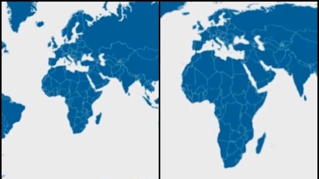 Diferencia del tama&ntilde;o de &Aacute;frica