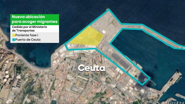 Nueva ubicaci&oacute;n para acoger migrantes en el puerto de Ceuta
