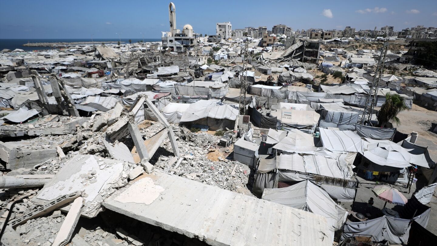 Un campamento de viviendas en Gaza en un foto de archivo. 