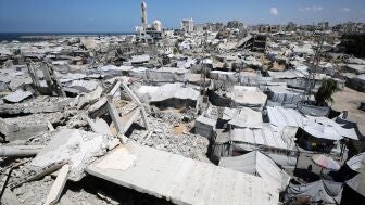 Un campamento de viviendas en Gaza