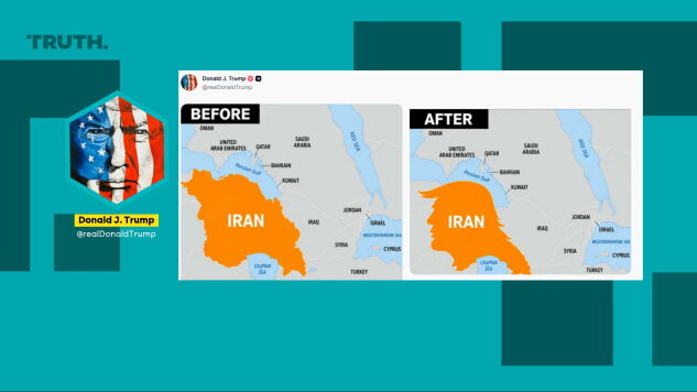 Mapa de Ir&aacute;n con el rostro de Trump