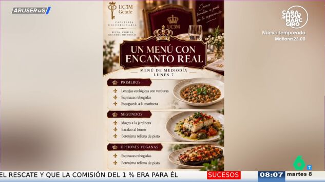 Alfonso Ar&uacute;s, del 'men&uacute; con encanto real' de la universidad de la princesa Leonor: "&iquest;Puedo quedarme con el de las monjas?"