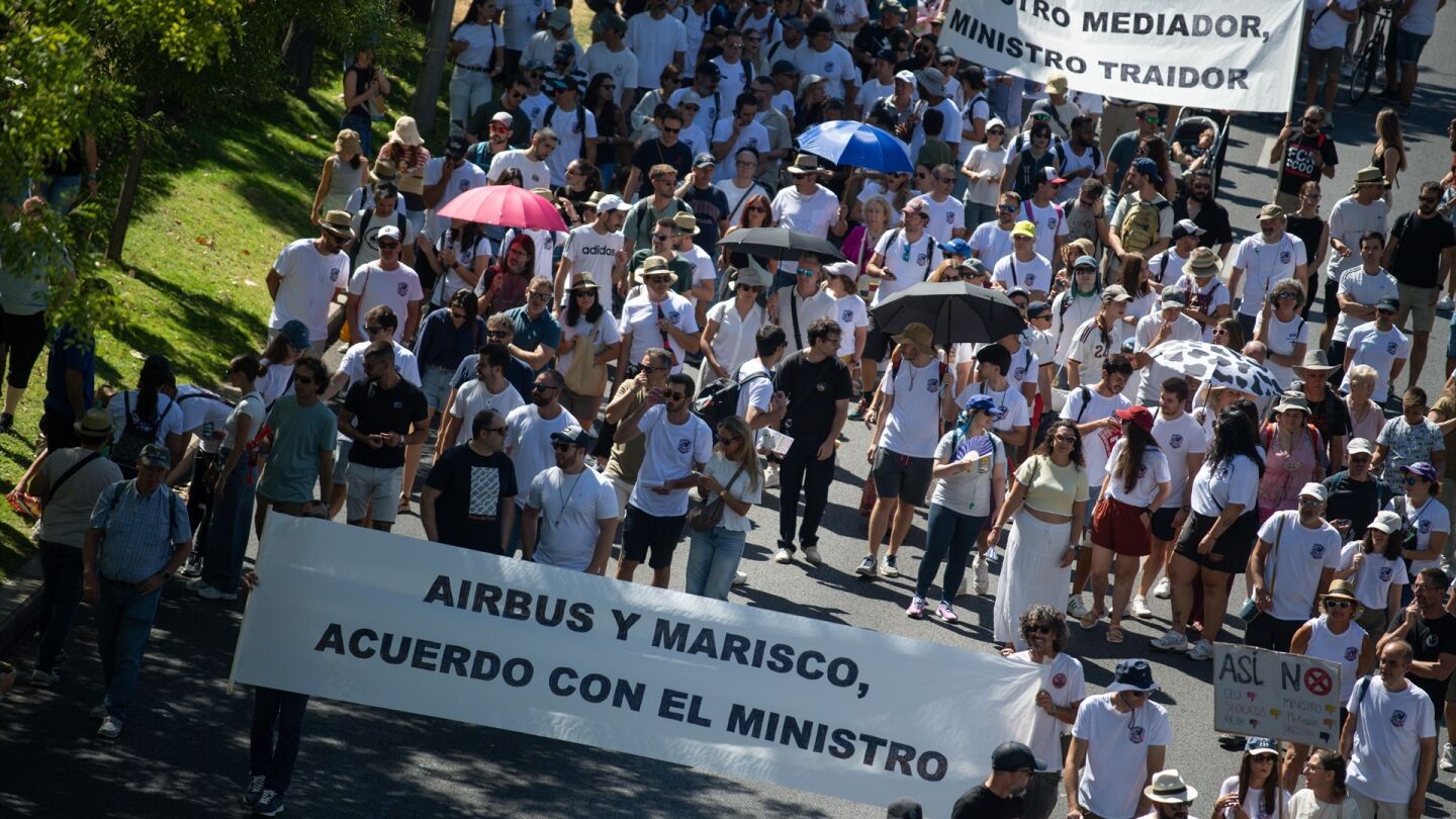 Manifestaci&oacute;n de trabajadores de Airbus en Madrid. 