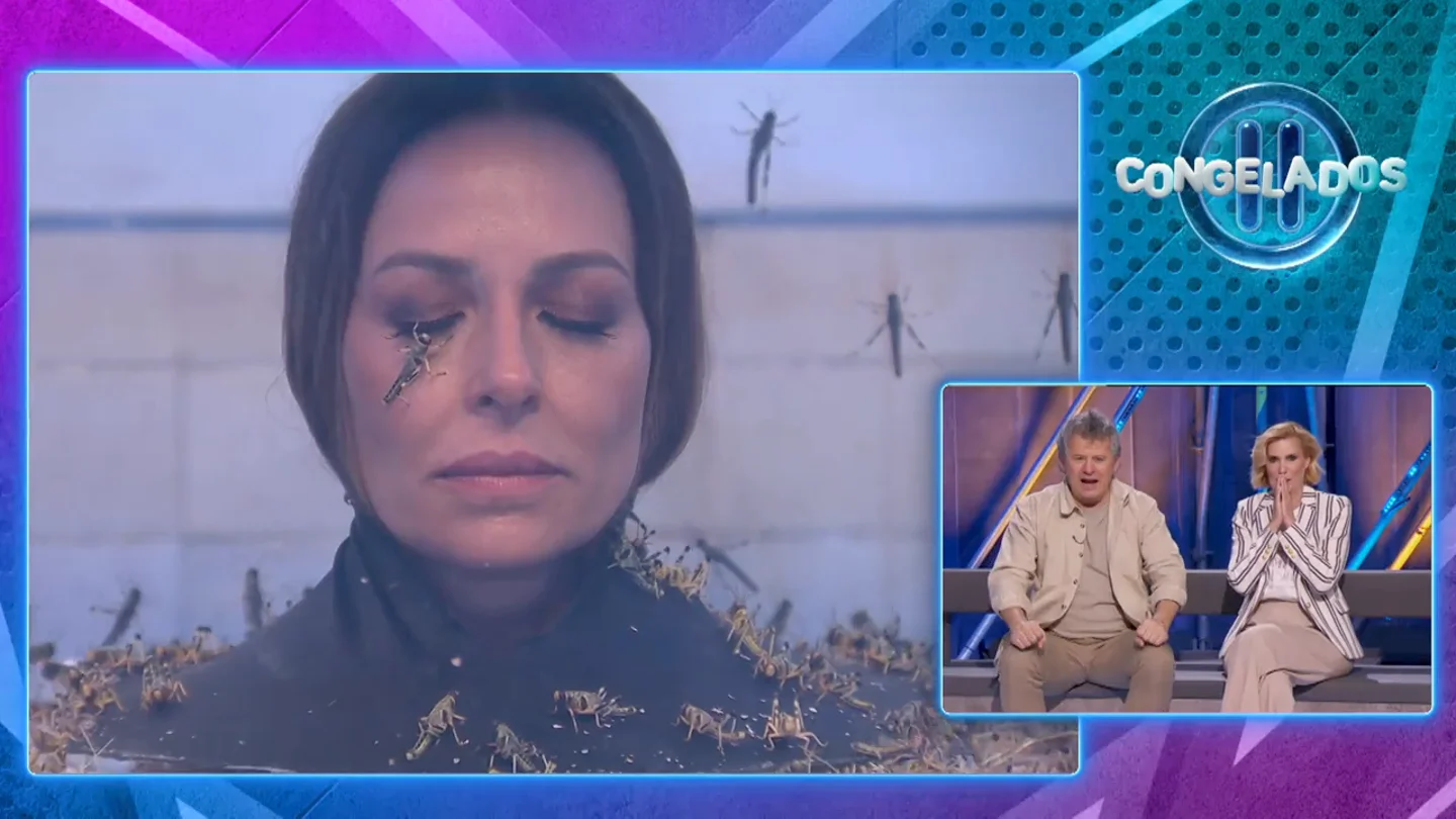 Así reacciona Eva González cuando un saltamontes se le queda pegado al ojo mientras está congelada: "¡Ciérrame el escote, Lorena!" La cara de Eva González cuando un saltamontes se le queda pegado al ojo mientras está congelada: "¡Ciérrame el escote, Lorena!"