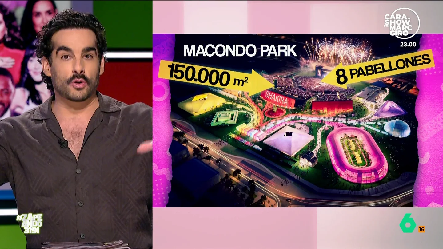 Juan Sanguino, sobre 'Macondo Park', el "parque de atracciones" de Shakira: "No sé si estas horteradas se permitirían en otras ciudades" Shakira vuelve a España, donde va a dar 12 conciertos en 'Macondo Park', su residencia en el sur de Madrid de 150.000 metros cuadrados y ocho pabellones, uno de ellos diseñado por sus hijos. "Las mujeres facturan y los hijos por lo visto también", ironiza Sanguino.