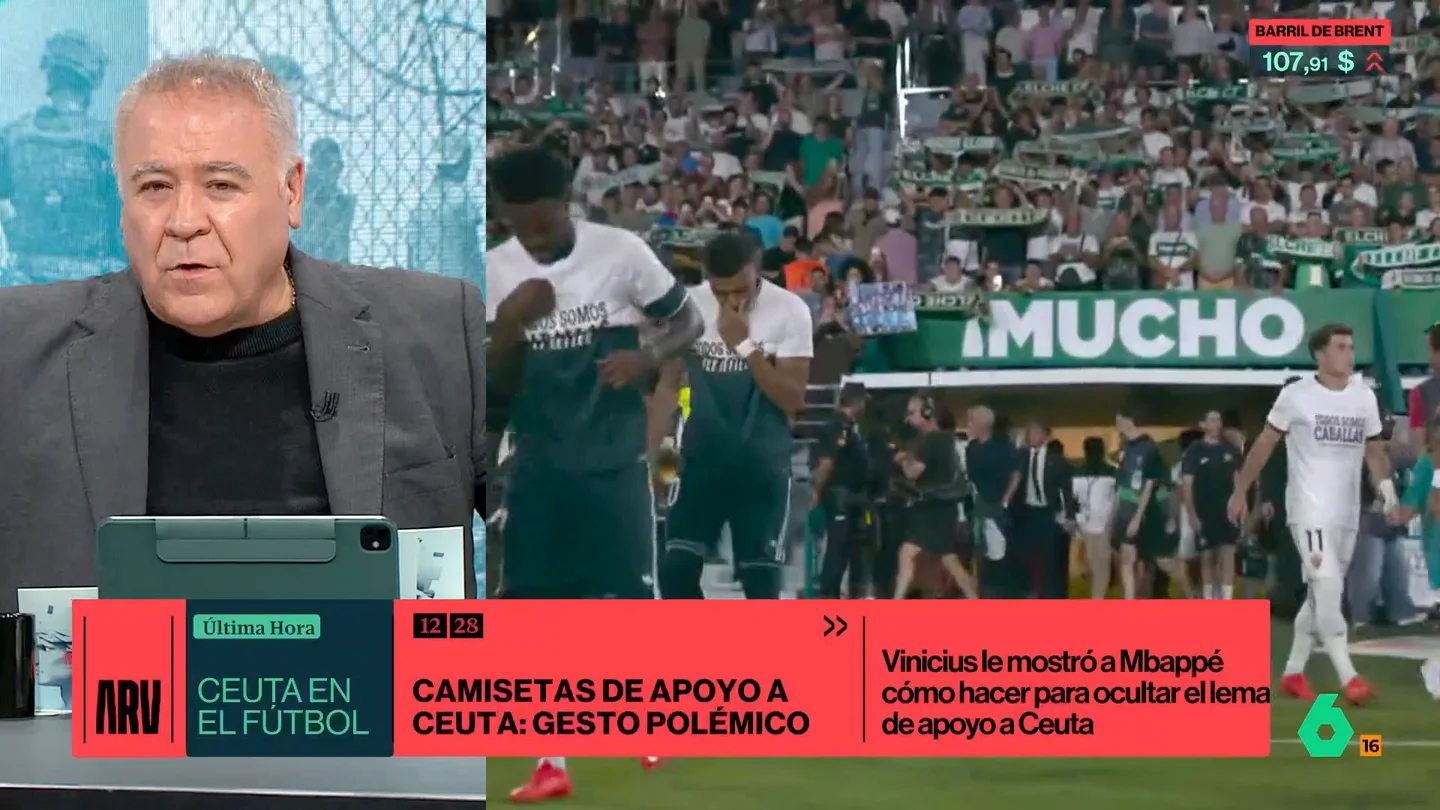 No todos son caballas: Vinicius, Mbappé y Konaté ocultan la camiseta de apoyo a Ceuta que sí llevaba el resto del Real Madrid No todos son caballas: Vinicius, Mbappé y Konaté ocultan la camiseta de apoyo a Ceuta que sí llevaba el resto del Real Madrid