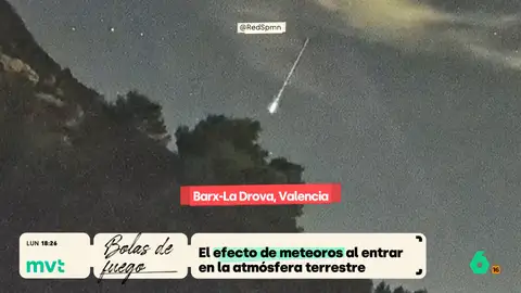 ¿Qué son las bolas de fuego que se han visto en el cielo? Así reaccionan los meteoritos al entrar en contacto con la atmósfera Joanna Ivars explica en Más Vale Tarde que las bolas de fuego que se han visto en el cielo de varias zonas de España son meteoritos que, al entrar en contacto con la atmósfera, producen fricción, calor y fogonazos.
