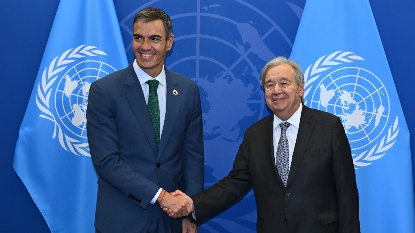 Pedro Sánchez durante la Asamblea General de la ONU. Pedro Sánchez durante la Asamblea General de la ONU.