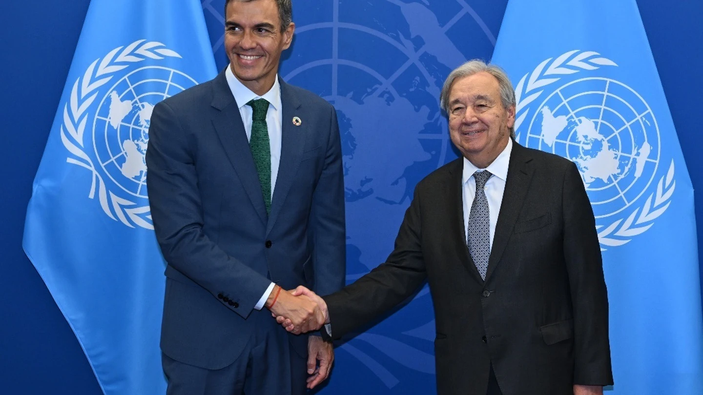 Pedro Sánchez durante la Asamblea General de la ONU. Pedro Sánchez durante la Asamblea General de la ONU.