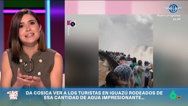 Bel&eacute;n Samper explica en Zapeando c&oacute;mo los efectos de 'El Ni&ntilde;o' han provocado que el r&iacute;o Iguaz&uacute; multiplique por cinco su caudal y deje una imagen tan espectacular como peligrosa en la Garganta del Diablo.